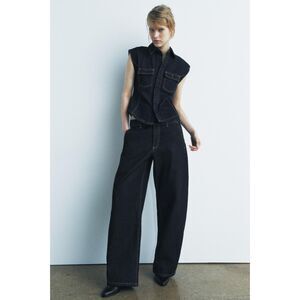 NWT ZARA Mid Rise Relaxed Fit Balloon Jean, Indigo Blue, Size 36/4, 8246/267/407